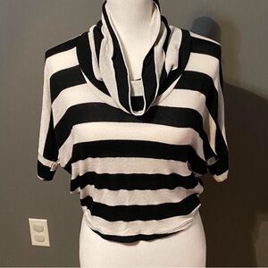 Pretty Good Black and White Striped Cowl Neck Sweater